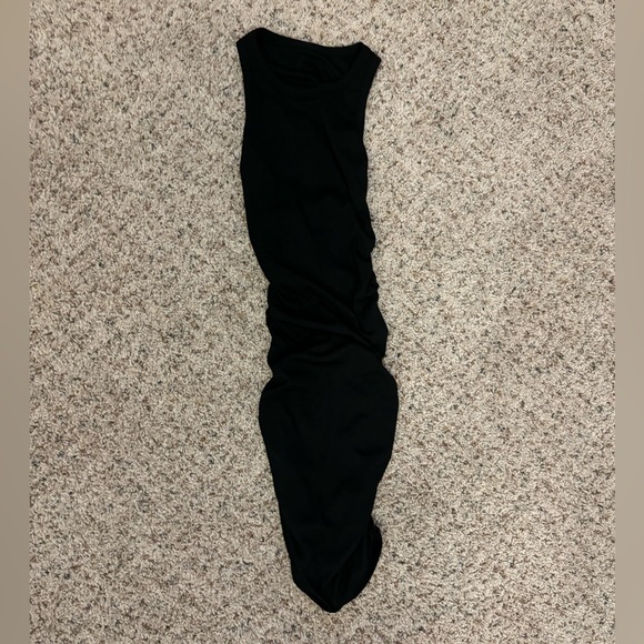 High Neck Stretch Mini/Midi Dress in Black - Picture 2 of 4